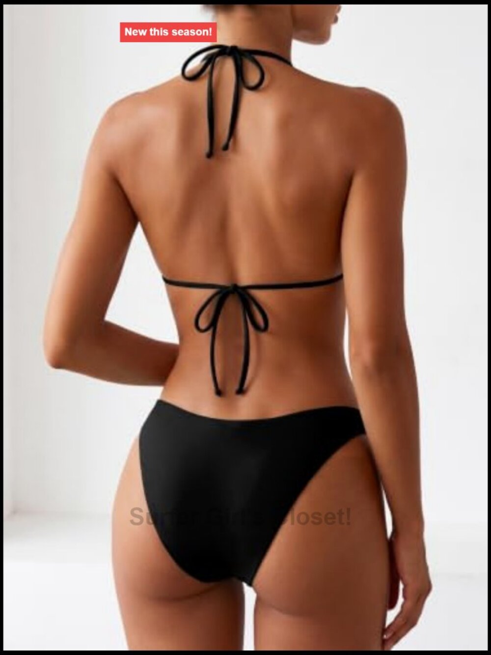 Women's Triangle Bikini Set Metal Ring String Swimsuit Halter Two Piece Bathing - Picture 2 of 6